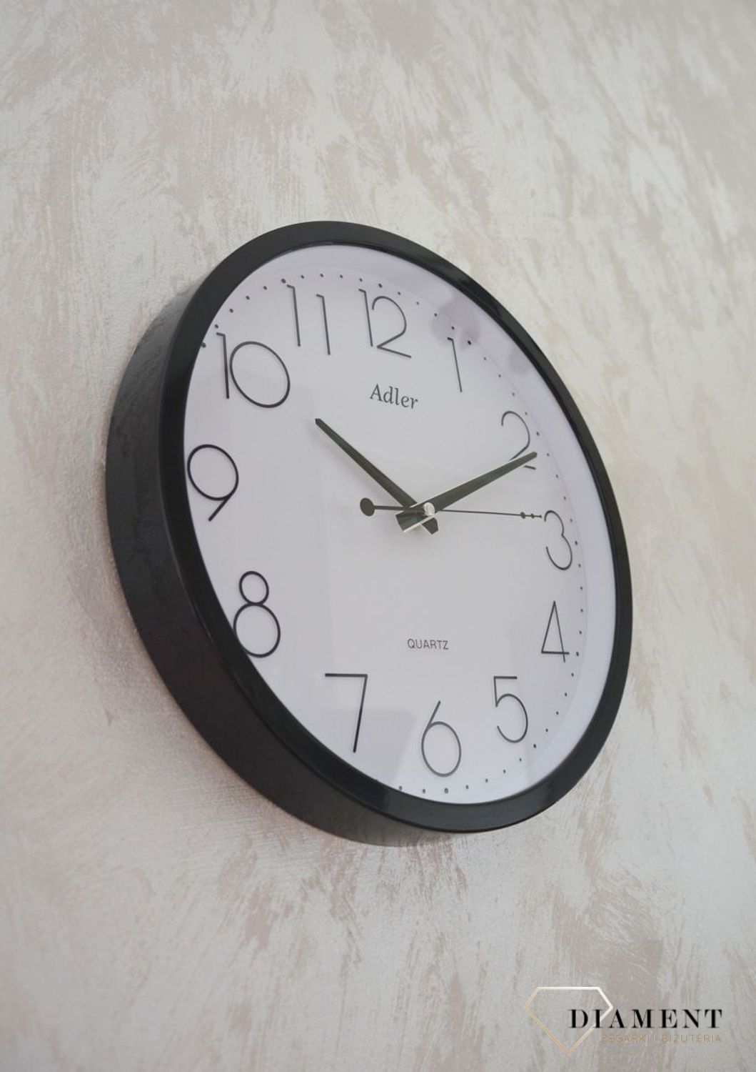 Zegar ścienny czarny Adler PW077. Zegar na ścianę czarny Adler PW077 ✓Zegary ścienne (6).JPG